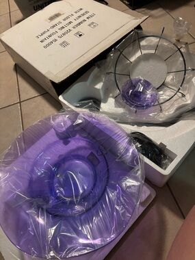 NEW IN BOX Purple Glass Misting Fountain Standing Plug